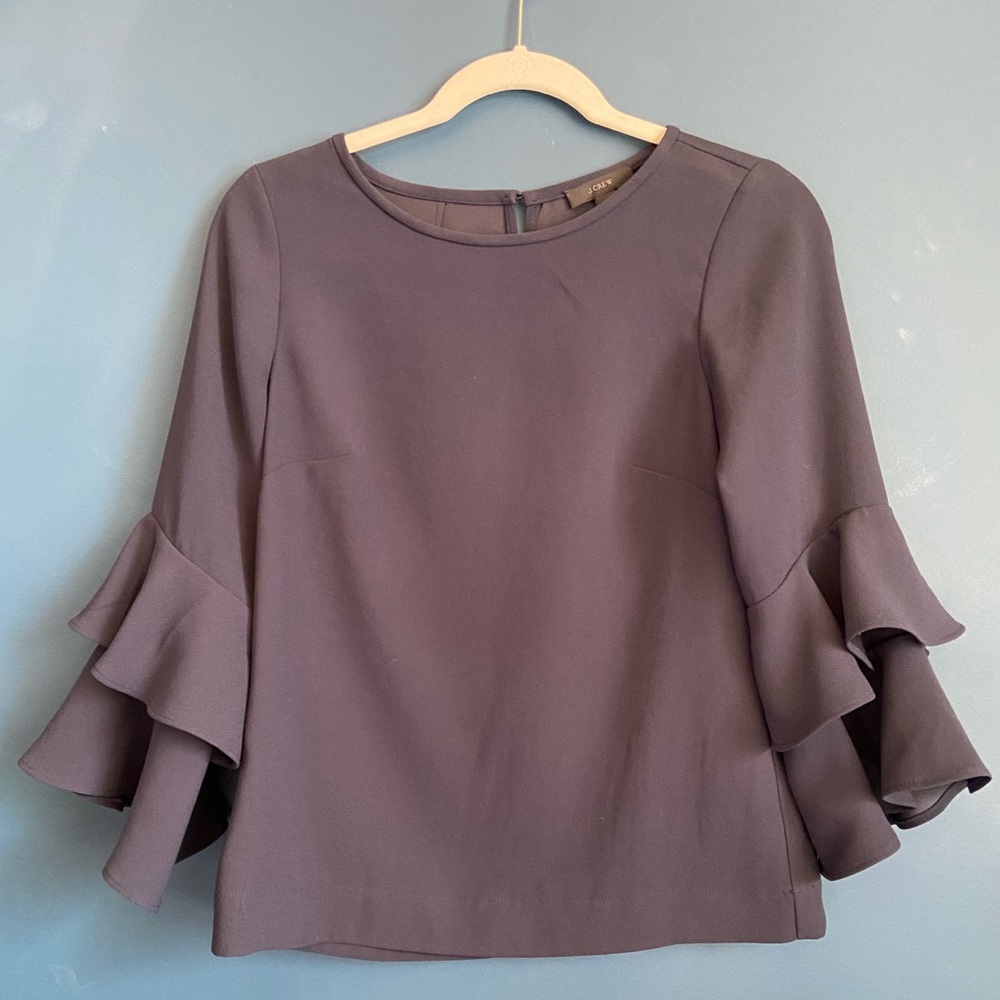 J. Crew navy flutter sleeve blouse